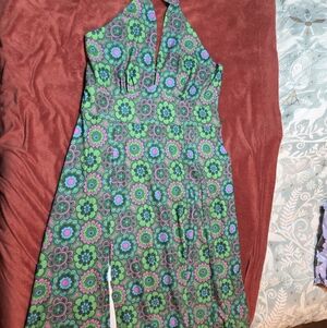 Floral Green Maxi Dress Unique Vintage